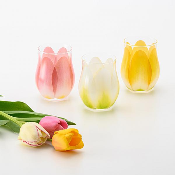 Tulip Glass 2pcs Set ホワイト/イエロー
