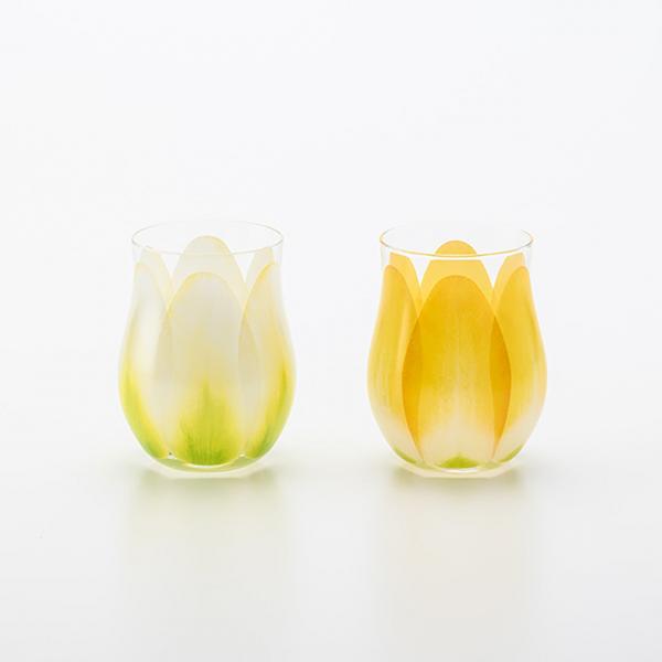 Tulip Glass 2pcs Set ホワイト/イエロー